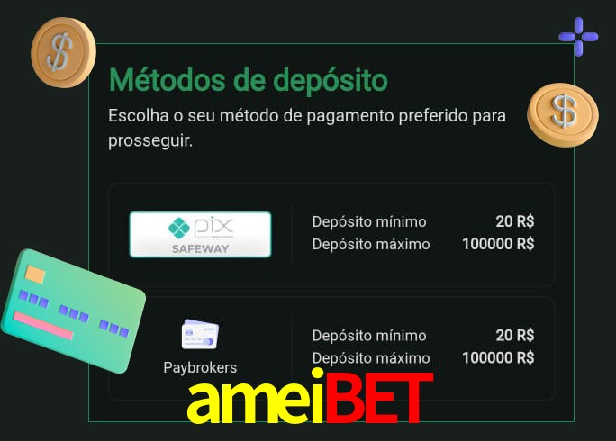 O cassino ameibet oferece uma grande variedade de métodos de pagamento